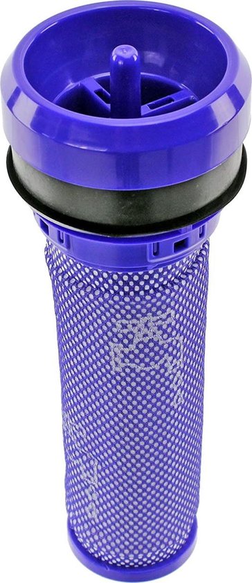 Filtre d'aspirateur Dyson violet avec un motif en grille pointillée.