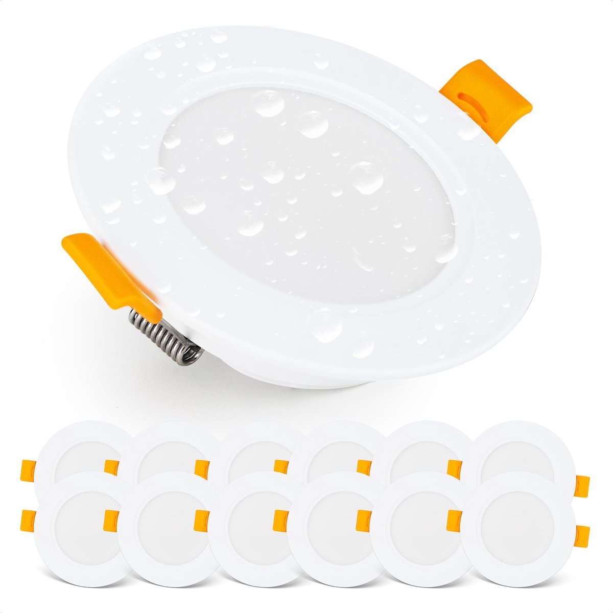 IP54 LED-Module Downlights – Badkamerverlichting – 500 Lumen – 3000K Warm Wit – Waterbestendig - Ultra-platte Emos Exclusive Downlights voor in de Badkamer, Wit, 12-pack