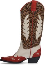 Sacha - Dames - Leopard cowboylaarzen met rode details - Maat 40