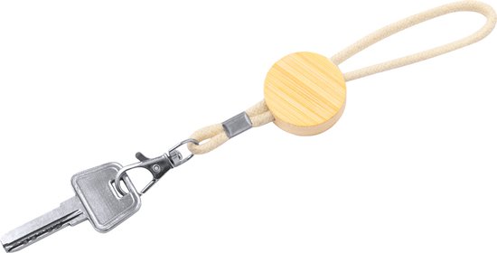 Porte-clés avec cordon - Porte-clés adultes - Porte-clés - Avec mousqueton - Durable - Bamboe - Marron
