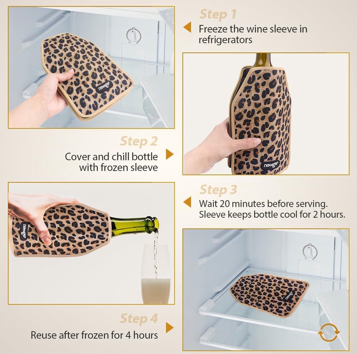 Lot De 2 Manchettes Refroidissantes Pour Bouteilles De Vin - Nylon Imperméable, Réutilisables, Pour Champagne Et Vin