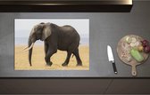 Inductieplaat Beschermer - Afrikaanse Olifant - 75x52 cm - 2 mm Dik - Inductie Beschermer - Bescherming Inductiekookplaat - Kookplaat Beschermer van Zwart Vinyl