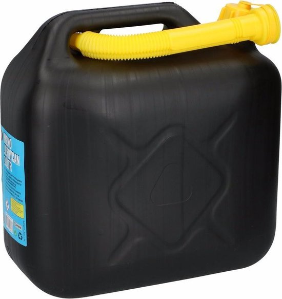 Jerrycan 10 liter zwart brandstof - incl. schenktuit - o.a. voor benzine / diesel | bol.com