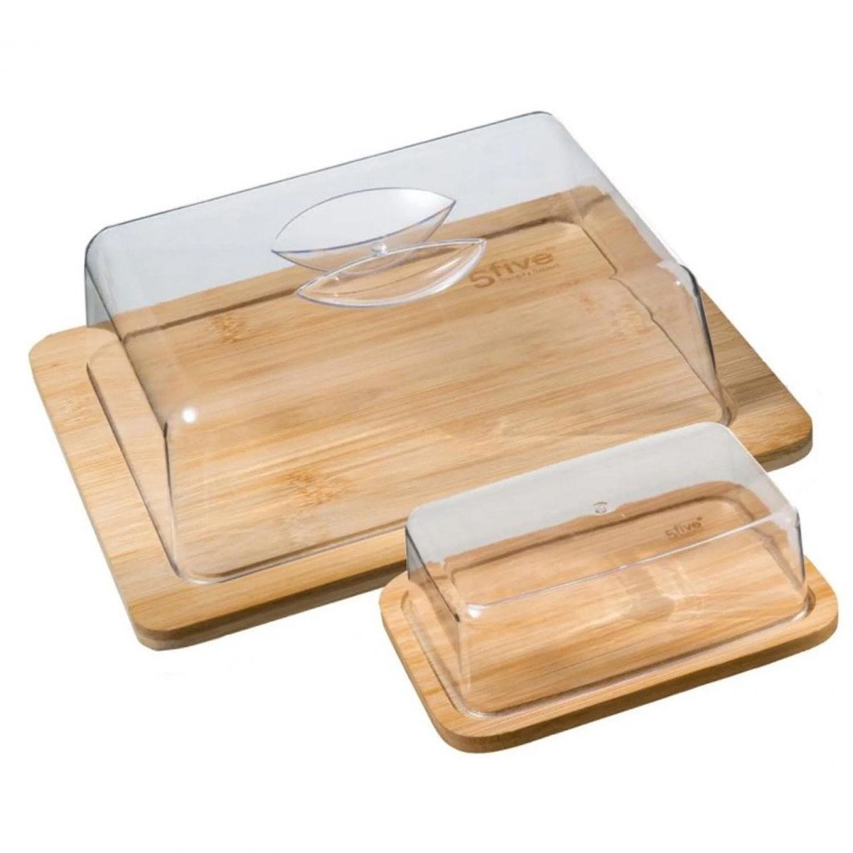 5five Bamboe Kaasdoos en Boterdish Set - 19 x 12,5 cm&24 x 18,5 cm