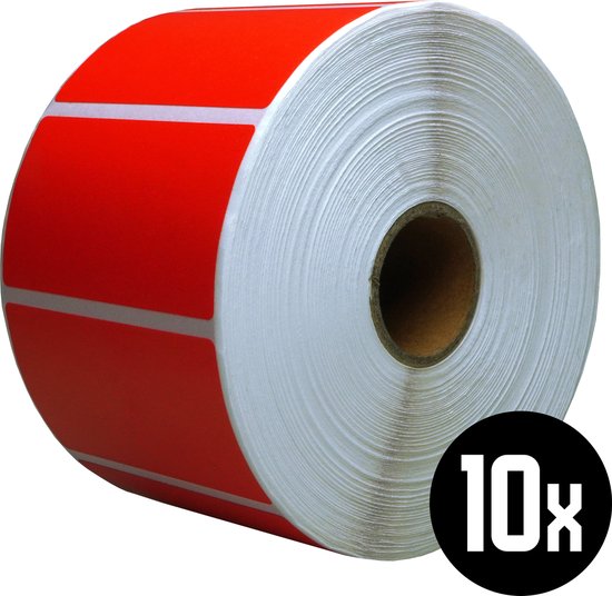 DULA Compatible Zebra Labels 57x32mm - 1500 etiketten per rol - kern 25mm - Rood - Permanent - 10 rollen