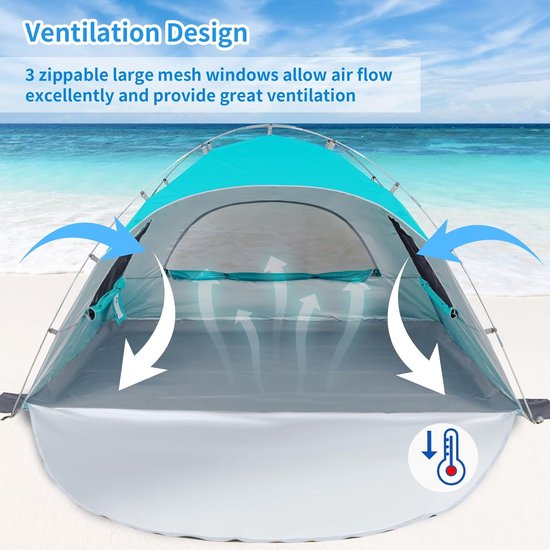Pop-up Strandtent - 2 personen - eenvoudige installatie van POP — afbeelding 2