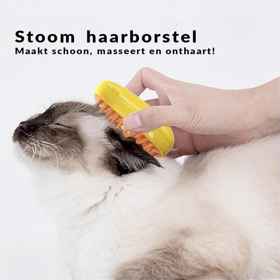 3-in-1 stoomborstel voor katten en honden, zelfreinigend, oplaadbaar, lang en kort haar