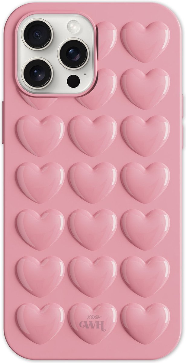 xoxo Wildhearts Heartbreaker Pink telefoonhoesje - Geschikt voor iPhone 12 Pro - Heart case - Hoesje met hartjes patroon - Case met hart - verstevigde backcover - Roze