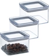 5Five Voorraadpot - 5x - keuken/voedsel - kunststof - 500 ml - luchtdichte deksel - transparant - 10 x 10 x 7 cm