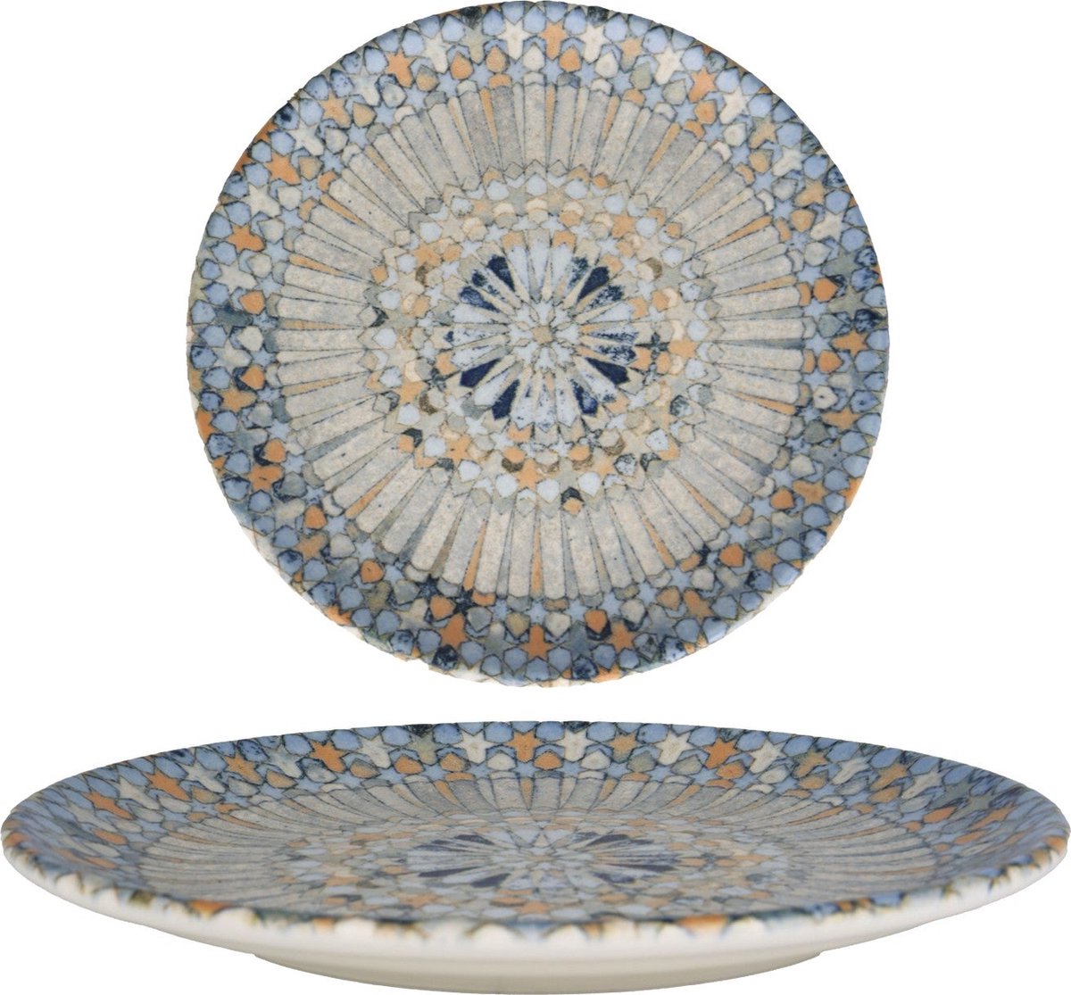 Bonna Platte Bord - Luca Mosaic - Porselein - 21 cm - set van 6