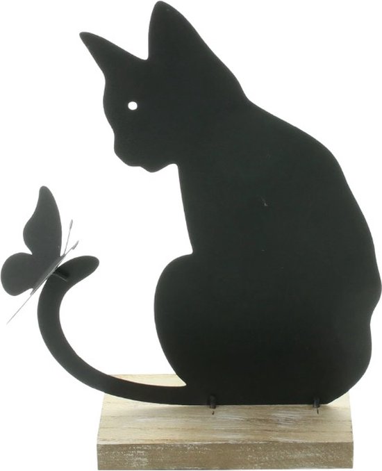 Dream-Garden Kat met vlinder zwart 21x17 cm