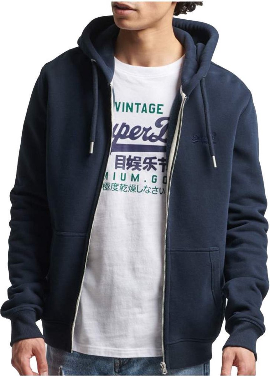 Superdry VINTAGE LOGO EMB ZIPHOOD Heren Trui Blauw