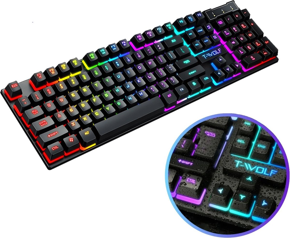 GA Gaming Accessoires Toetsenbord - Gaming Toetsenbord - Game Toetsenbord - Gaming Keyboard - QWERTY - USB - Zwart