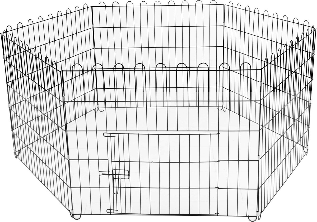 Springos Hondenbench - Dierenkooi - Dierenbox - Metaal - Zwart - 165 x 85 x 73 cm