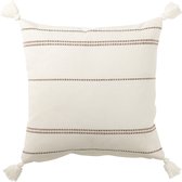 J-Line coussin 4 Floches - coton - marron/blanc