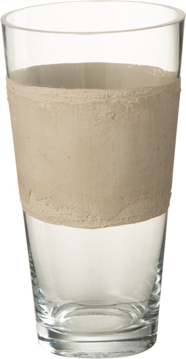 vaas Delph - glas - transparant/beige - extra small - 25 cm hoog