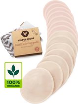 Vulpes Goods® BabyCare - Wasbare Zoogcompressen - 100% Organisch - 14 Stuks - Cup B t/m D - Wasbaar - Natuurlijk - Milieuvriendelijk - Incl. Waszak en Opbergetui