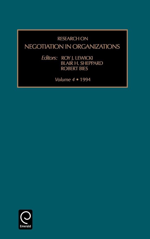 Research on Negotiation in Organizations- Research on Negoti ... - cover