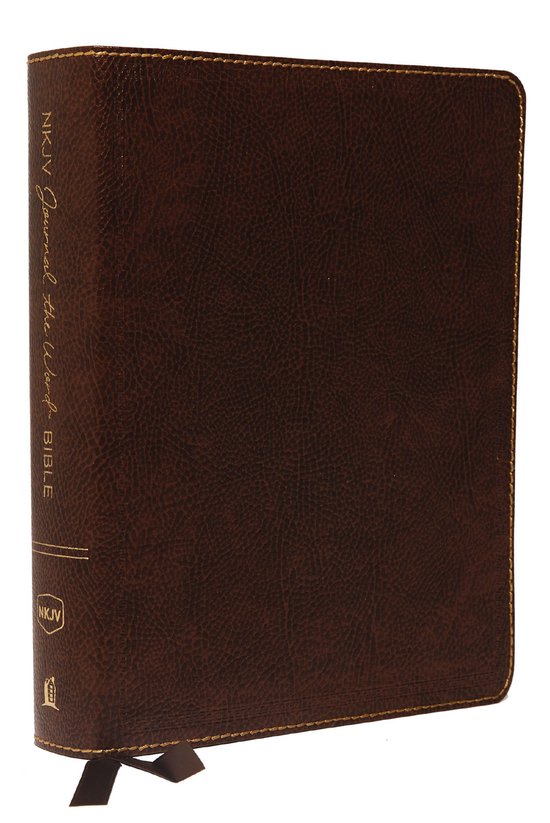 NKJV, Journal the Word Bible, Bonded Leather, Brown, Red Let ... - cover