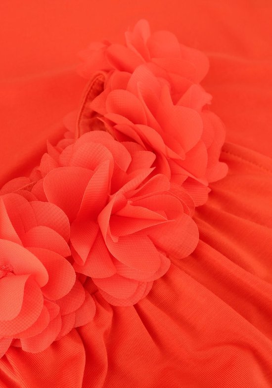Jansen Amsterdam Tc356 Singlet With Flowers At Neckline Tops & T-shirts Dames - Shirt - Oranje - Maat XL