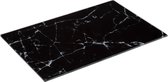 5Five snijplank/serveerplank van glas - rechthoek - zwart met marmer print - 30 x 20 cm