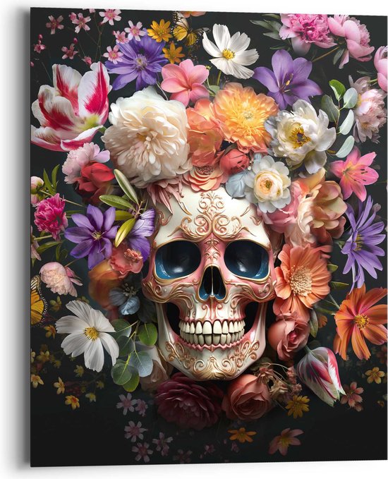 Schilderij Floral Skull 50x40 cm