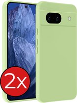 Hoesje Geschikt voor Google Pixel 8a Hoesje Siliconen Case Hoes - Hoes Geschikt voor Google Pixel 8a Hoes Cover Case - Groen - 2 PACK