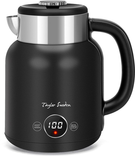 Taylor Swoden 30HB8 Asher - Waterkoker - Met Temperatuurregeling - 40°C tot 100°C - Warmhoudfunctie - 1.7 Liter - Cool Touch - RvS - 2200W - Zwart