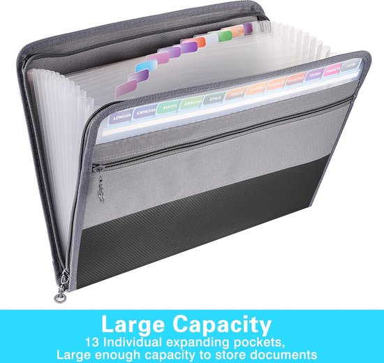 Uquelic A4-ringmap, organizer met 6 geperforeerde steekvakken (transparant) en 1 vouwportemonnee, mappen voor papierwerk, A4, mappenorganizer voor thuiskantoor, zwart Uquelic A4-ringmap, organizer met 6 geperforeerde steekvakken (transparant) en 1 vouwportemonnee, mappen voor papierwerk, A4, mappenorganizer voor thuiskantoor, zwart