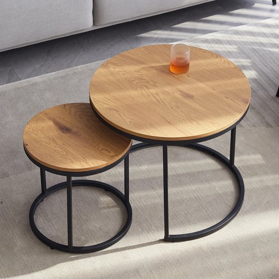 Salontafel set van 2 rond metallic zwart en goud - Gratis bezorgd - De Woon Winkel Salontafel set van 2 rond metallic zwart en goud - Gratis bezorgd - De Woon Winkel