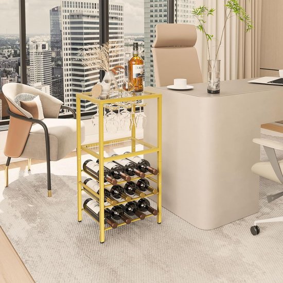 Wijnrek op Tafelblad, Saxofoonvormige Decoratieve Flessenstandaard, Smeedijzeren Wijnfleshouder voor Keuken, Eetkamer en Bar