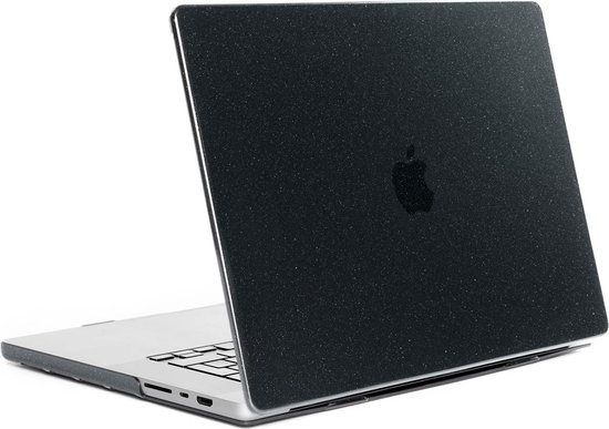 Selencia Glitter Cover Geschikt voor de MacBook Air 13 inch (2018-2020) - A1932 / A2179 / A2337 - Zwart