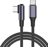DrPhone UC1 USB C naar USB C - 100W 5A/20V - 90 graden haaks – PD 3.0 Supersnelle oplaadkabel - Nylon Gevlochten - DataSynchronisatie - 2M - Zwart
