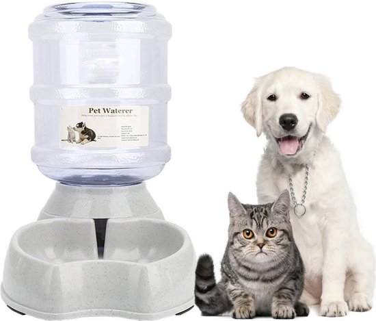 Automatische voer- en waterdispenser voor katten en honden, automatische voer- en waterdrinkerset voor kleine dieren, hondenbak, 3,8 liter PBA-vrij
