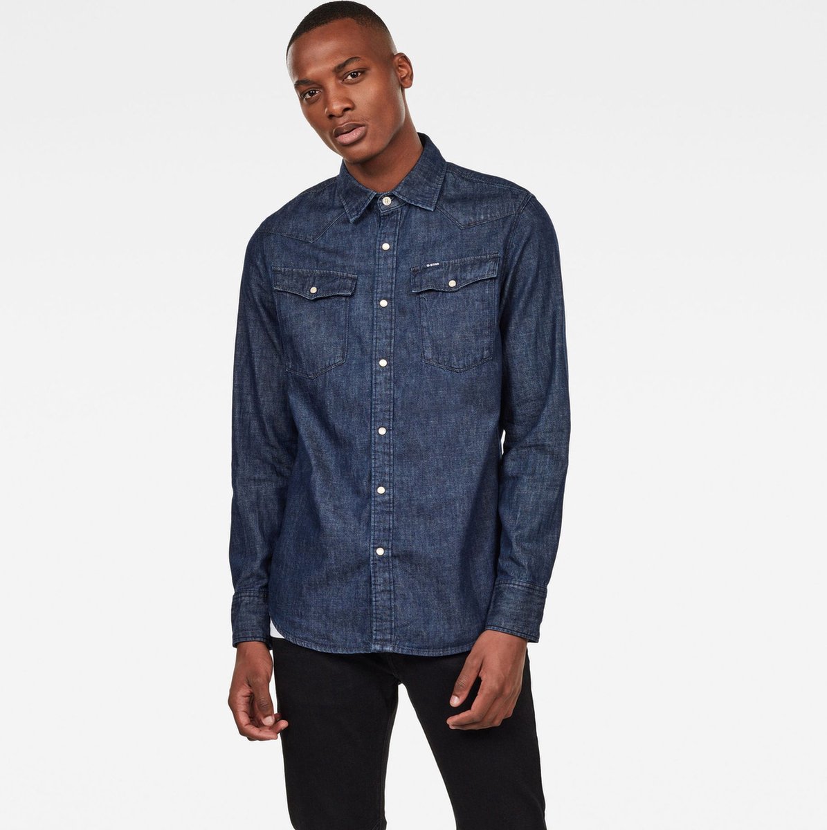 G-star 3301 Slim Overhemd Met Lange Mouwen S Man 082 Rinsed