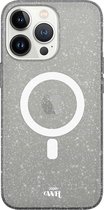 xoxo Wildhearts magnetisch telefoonhoesje - Geschikt voor iPhone 14 Pro Max - Sparkle Away Black - Hoesje met glitter - Shockproof case - Zwart - magnetisch hoesje