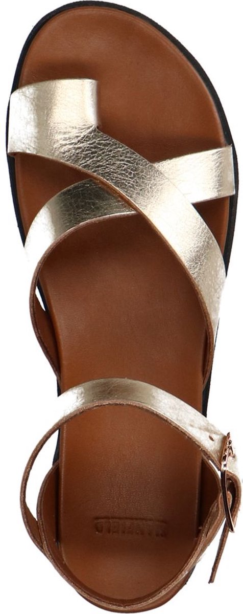 Sandales Plates MANFIELD En Cuir Beige - Taille 37 - Bon état (occasion)
