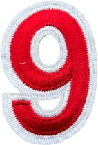 Cijfer Nummer 0 Tot 9 Strijk Emblemen Patch Rood Wit Cijfer 9 / 5.6 cm / 8 cm