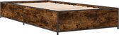 vidaXL - Cadre de lit - décoré - bois - et - métal - fumé - chêne - 90x190 - cm