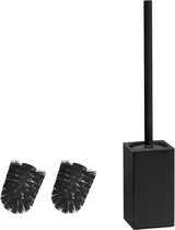 Toiletborstelhouder van zwart RVS met vierkante borstel (zwart) - BGL toilet brush with holder