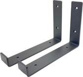 Maison DAM - Plankdragers L vorm up - Wandsteunen – Voor een plank 20cm – Mat zwart - Incl. bevestigingsmateriaal + schroefbit