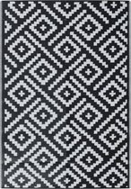 vidaXL - Buitenkleed - 160x230 - cm - PP - wit - en - zwart