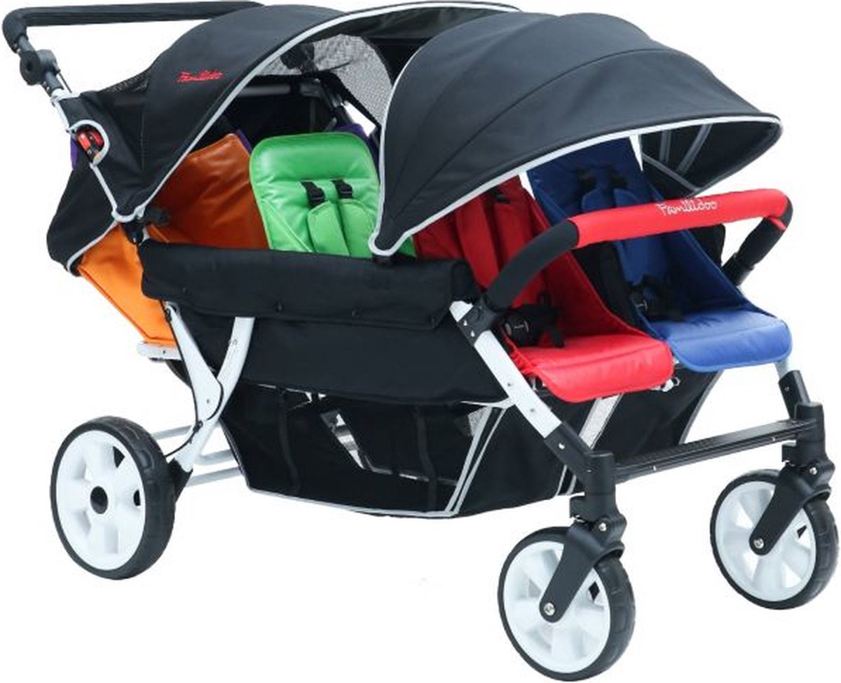 Elektrische Familidoo Lidoo Bus Zeslingwagen - 6 zitjes Wandelwagen - 2 Plaatsen Geschikt voor 2 newborn baby's van familidoo