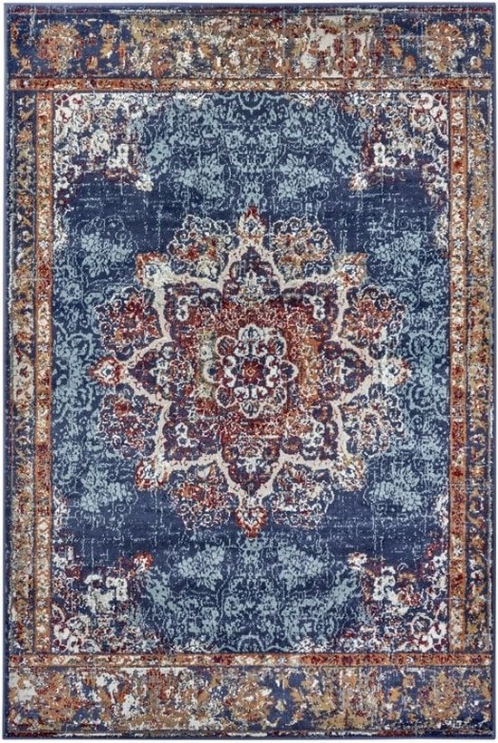 Tapis Vintage Classique Flycarpets - Maderno - Blauw / Multi - 200x280 cm