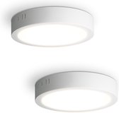 Set van 2 Indiana opbouwspots rond - 12 Watt 1160 Lumen - Wit - 4000K neutraal wit- LED downlight - IP20 stofdicht - 160mm