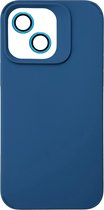 Casemania Hoesje Geschikt voor Apple iPhone 15 Plus - Blauw - Liquid Siliconen Back Cover - Met Camera Lens Protector