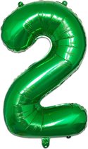 LUQ - Cijfer Ballonnen - Cijfer Ballon 2 Jaar Groen XL Groot - Helium Verjaardag Versiering Feestversiering Folieballon