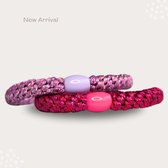 Haarelastiekjes Armbandje Paars & Roze Glitter - Geschikt voor Knekkie / Kknekki - Elastiekjes - Geschikt voor Alle Type Haar - Gratis Opbergzakje