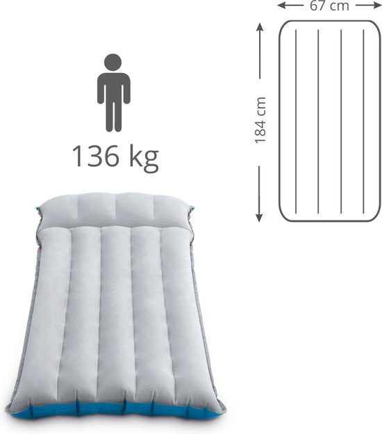 Intex Campingmat - 1-Persoons - 67 x 184 x 17 cm - Blauw - Inclusief Pomp en Reparatieset van Intex — afbeelding 5