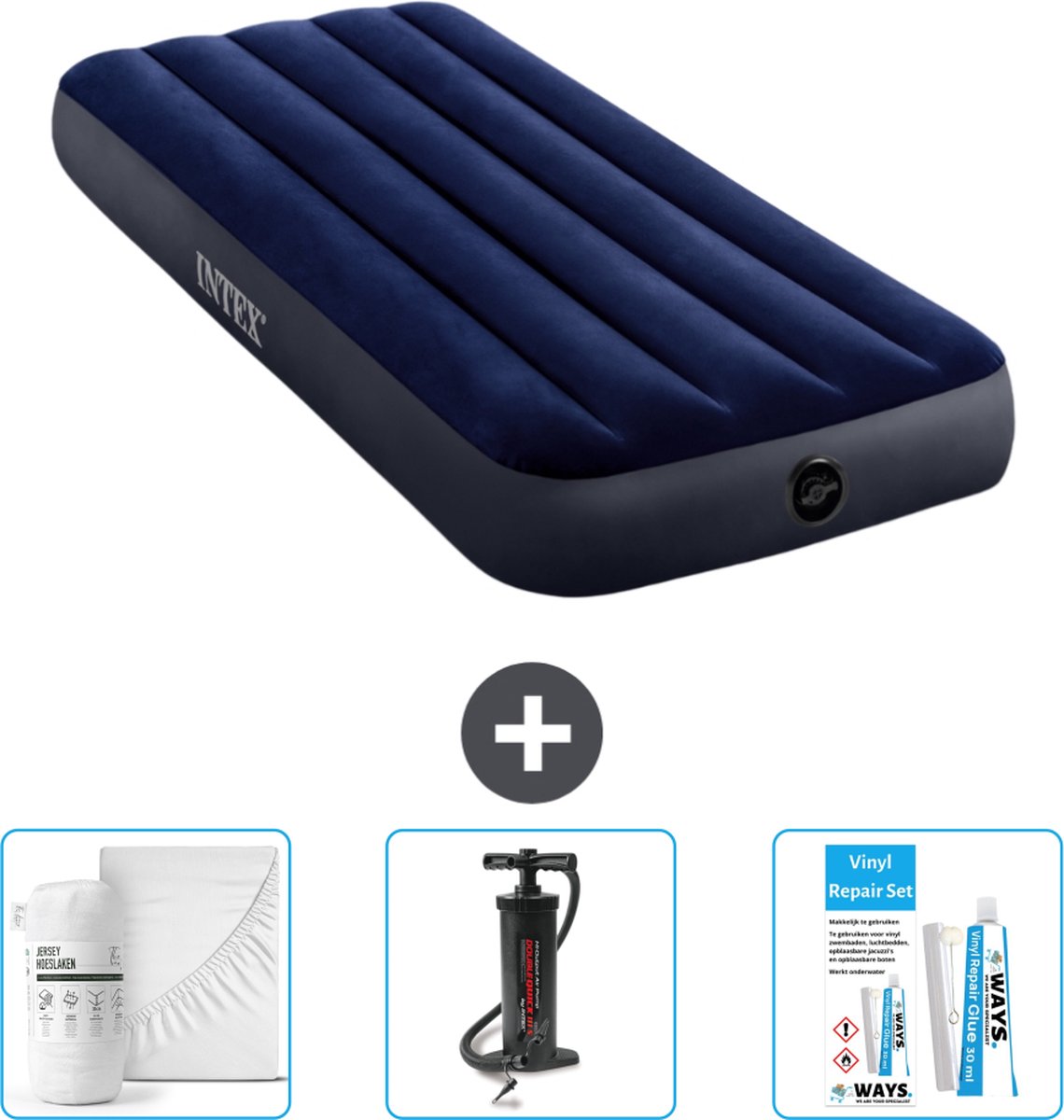 Intex Luchtbed - 1-Persoons - 76 x 191 x 25 cm - Blauw - Inclusief Accessoires CB3